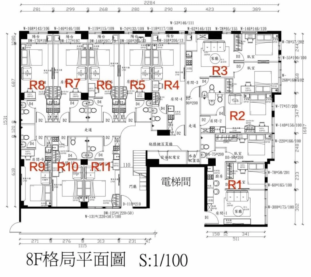 【桃園區大仁路】 法人置產首推!20房,年收租300萬,可貸金額超過7成! 格局圖 8樓