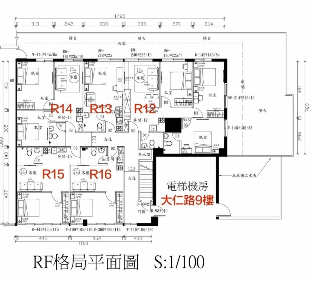 【桃園區大仁路】 法人置產首推!20房,年收租300萬,可貸金額超過7成! 格局圖 9樓